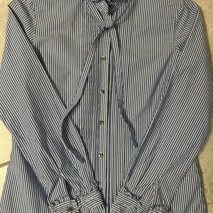 J. Crew Navy and White Striped Button Down Shirt